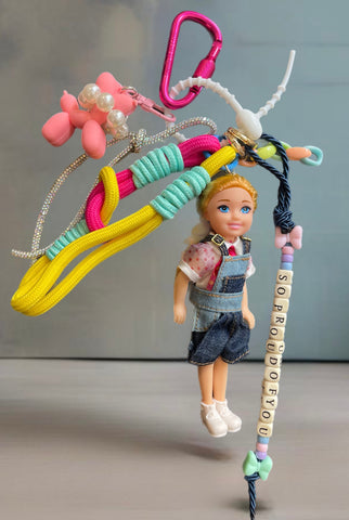 Pimp your Bag charms per borsa e
portachiavi Keychain Barbie Shelly
capelli biondi con Baloon dog