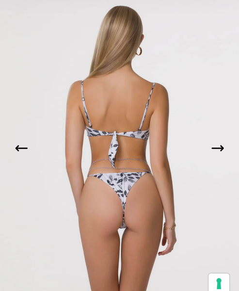 Bikini mefui Reggiseno e slip brasiliano regolabile Twist con gioiello tennis girovita