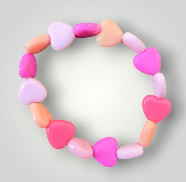 Bracciale colors Beads giro cuori small effetto lucido multi rosa