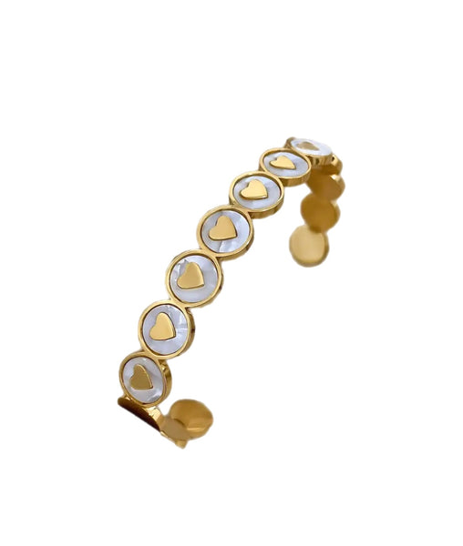 Bracciale delle isole Santorini fascia cuori madreperla