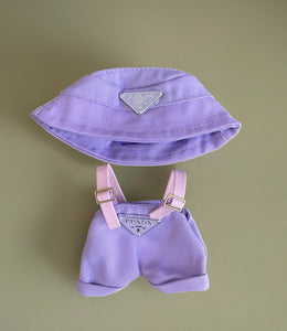 Salopette lilla   e cappellino  abitìno completo per Labubu