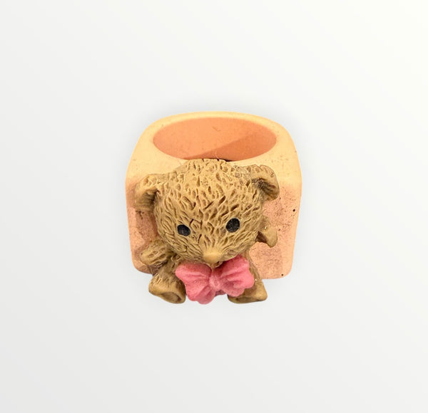 Anello resina orsacchiotto teddy con fiocco vari colori