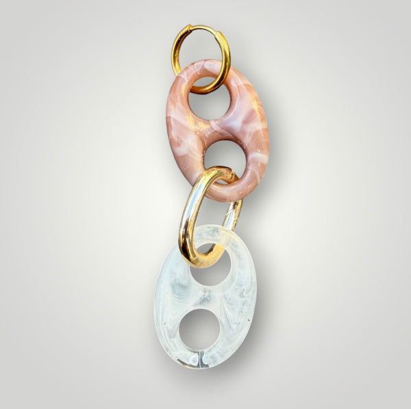 Mono orecchino Marine Florida rosa antico  e bianco opal