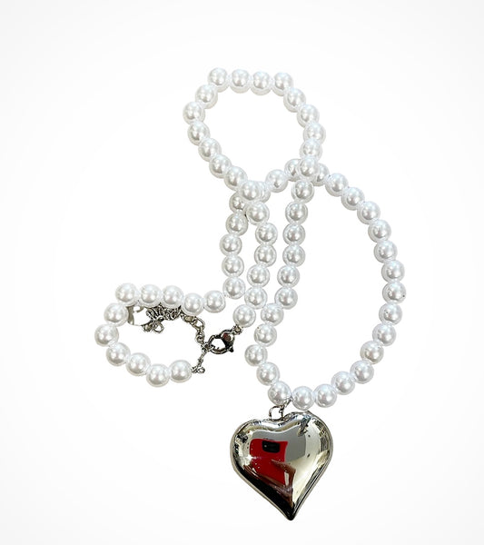 Collana Eleonora perle   cuore puff big due varianti colore