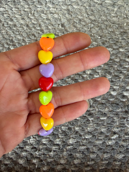 Bracciale colors Beads giro cuori small effetto lucido rosso verde pistacchio giallo lilla