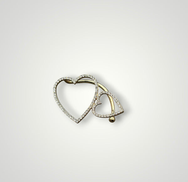 Mono earcuff Alice doppio cuore crystal due varianti colore