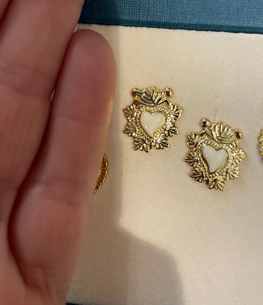 Coppia Orecchini principessa glam Cuore sacro lobo vari colori