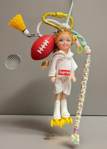 Pimp your Bag charms per borsa e
portachiavi Keychain Barbie Shelly
capelli biondi sport