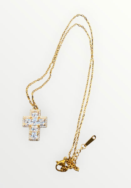Collana cross croce zirconata due varianti colore