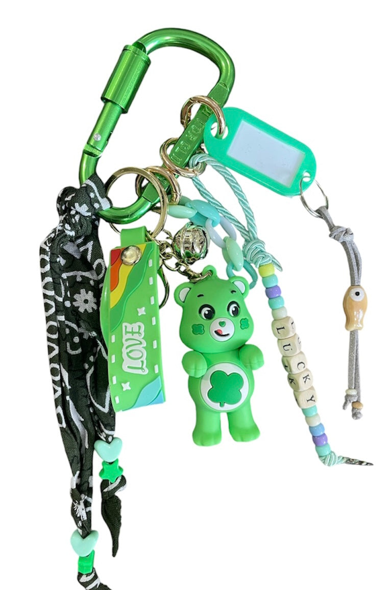 Pimp your Bag Keychain charms per borsa e portachiavi care bears orsetto del cuoreangelorso  verde quadrifoglio