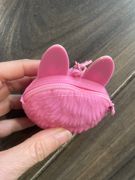 Portamonete applique borsetta Labubu rosa