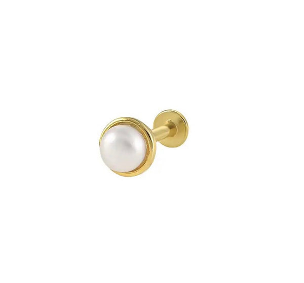 Mono orecchino piercing perla argento 925