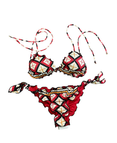 Bikini Mefui triangolo frou frou  e slip nodi regolabili GUARDA PAMPA
