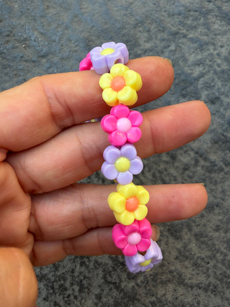 Bracciale colors Beads giro fiori fucsia lilla  giallo
