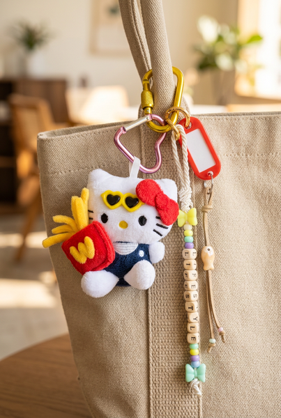 Pimp your bag portachiavi per borsa gattino con patatine fritte