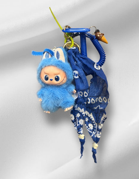 Pimp your bag portachiavi per borsa Mini Labubu Pin for Love bluette O