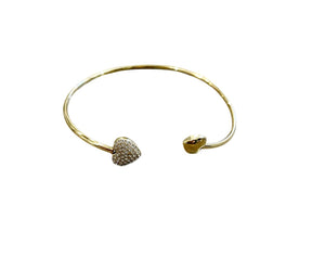 Bracciale bangle doppio cuore con crystal