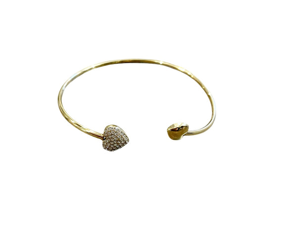 Bracciale bangle doppio cuore con crystal