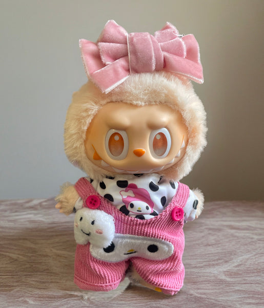 Completo my Melody  salopette t-shirt fiocco per Labubu