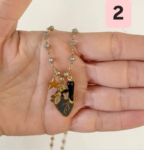 Collana principessa glam remedios corazon cuore anatomico vari colori