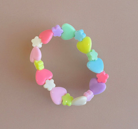 Bracciale Beads giro stelline  e cuori large vari colori