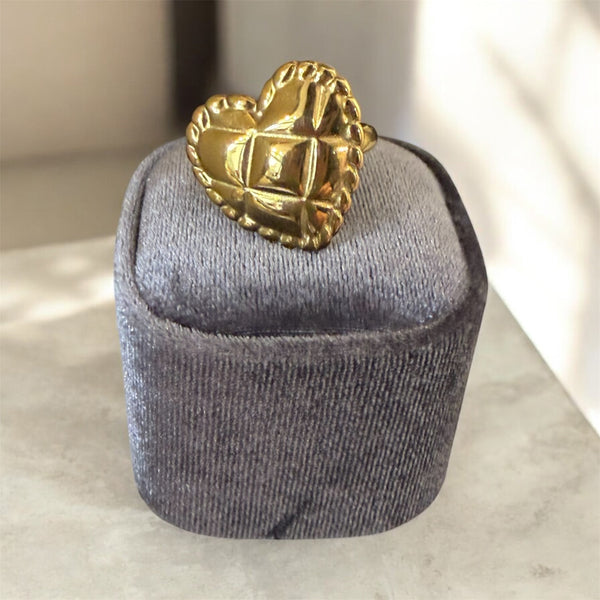 Anello regolabile cuore trapuntato