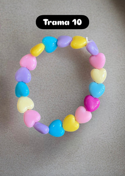 Bracciale Beads giro cuori small vari colori