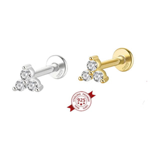 Mono orecchino piercing trifoglio  in argento 925