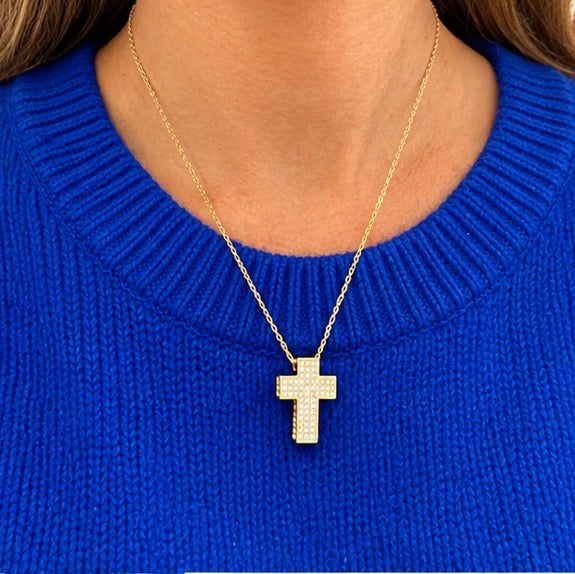 Collana girocollo croce grande due varianti colore