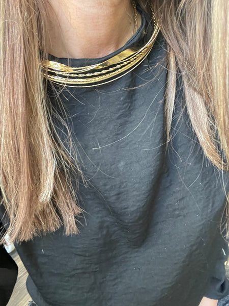 Collana Anastasia  rigida girocollo choker multifili uniti  due varianti colore
