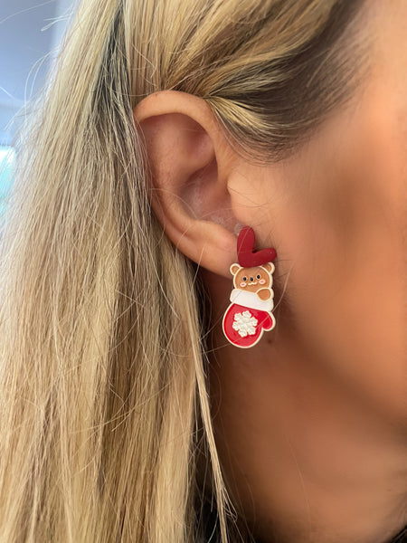 Mono orecchino moffola con orsacchiotto Christmas Edition Natale