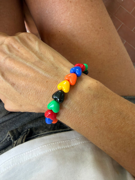 Bracciale colors Beads giro cuori small effetto lucido colori strong con nero