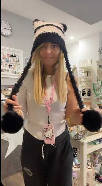 Cappello cuffia ponpon orecchie gattino vari colori