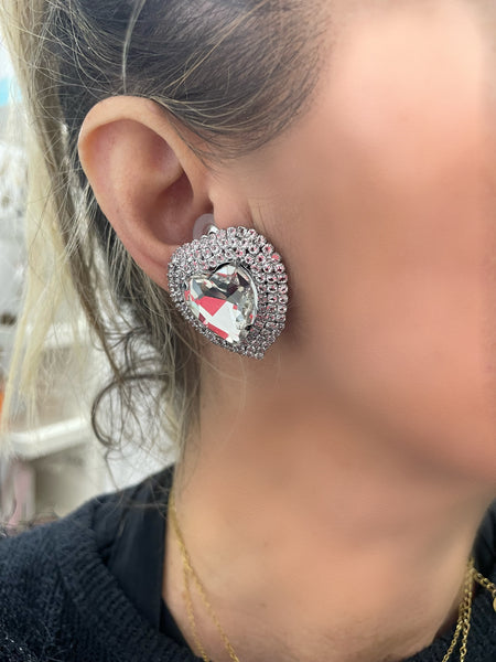 Coppia orecchini Big cuore strass