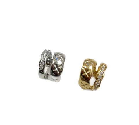 Mono earcuff doppio con crystal due varianti colore