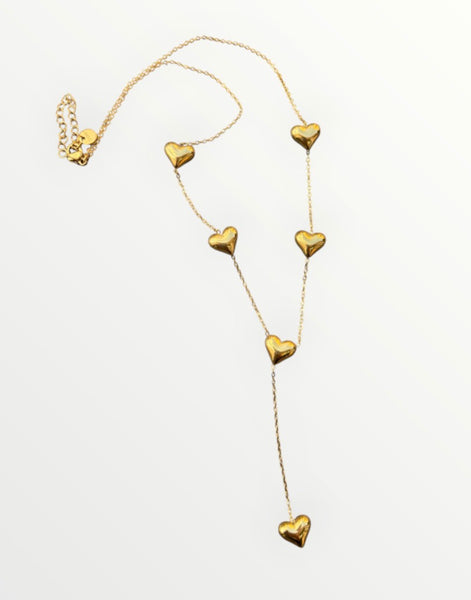 Collana cappio  con cuoricini puff due varianti colore