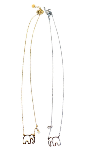 Collana elefantino con punto luce  due varianti colore