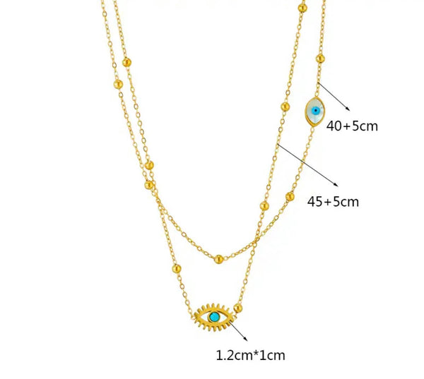 Collana girocollo doppia con occhio greco