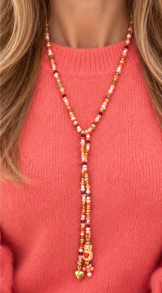 Collana Chinitos  de La Buena  Suerte rosa marrone burro burgundy rosa corallo champagne