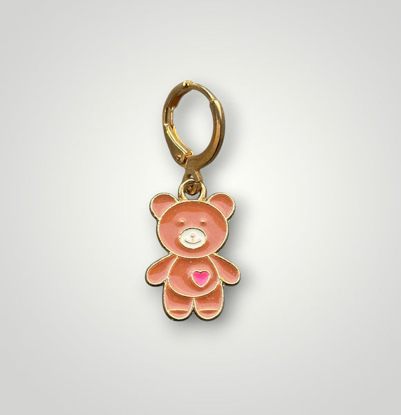 Mono orecchino orsacchiotto teddy bear smaltato vari colori