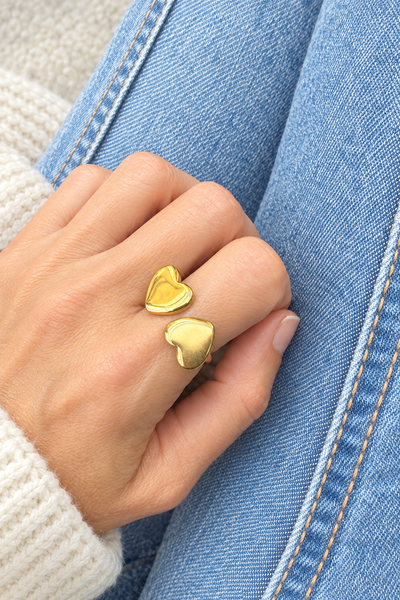 Anello doppio cuore due varianti colore