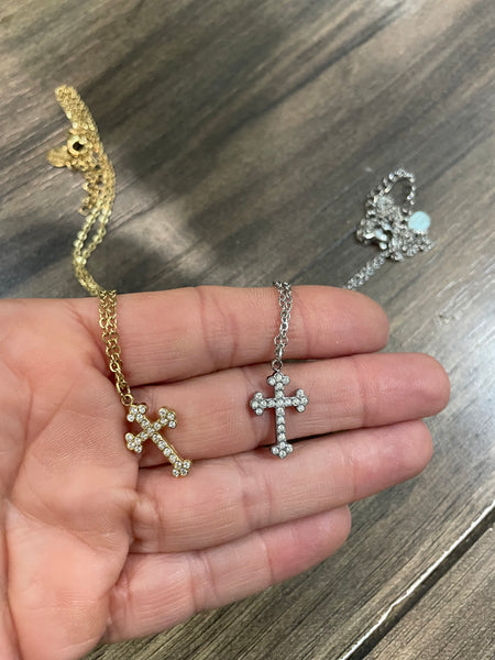 Collana Croce piccola pavettata due varianti colore