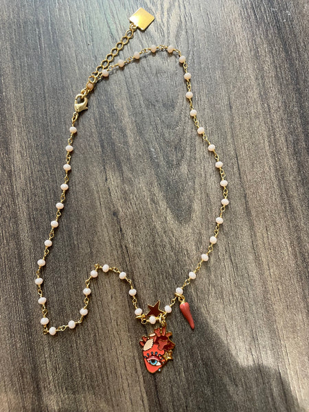 Collana principessa glam remedios corazon cuore anatomico vari colori
