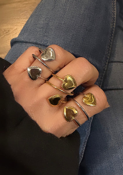 Anello doppio cuore   tre  varianti colore