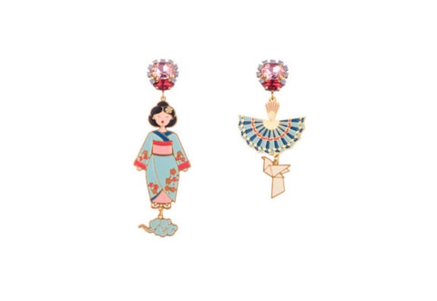 Coppia orecchini principessa glam geisha turchese