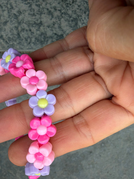 Bracciale colors Beads giro fiori fucsia rosa lilla