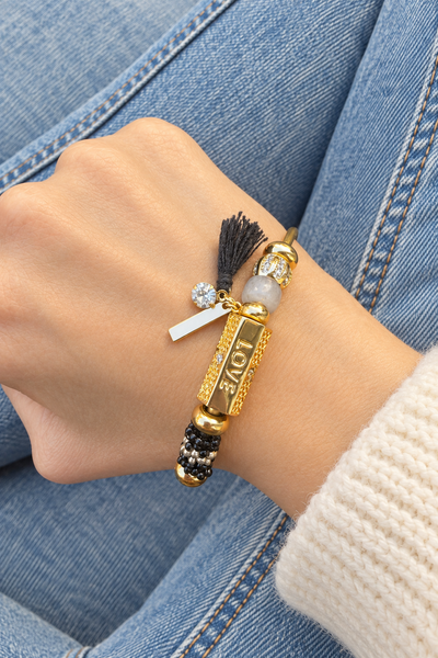 Bracciale bangle amuleto turco cilindrico e charms
