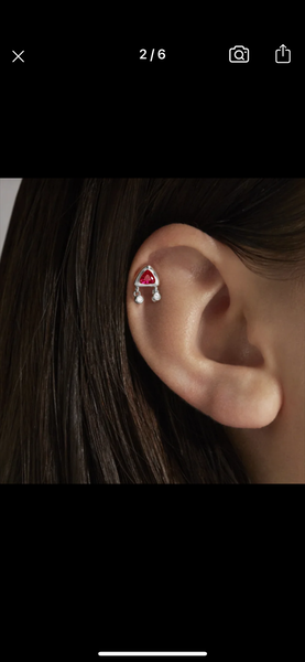 Mono orecchino piercing triangolo  punto luce argento 925