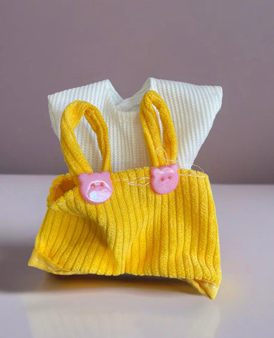 Salopette con teddy bear e tshirt   abitìno completo per Labubu e monchichi