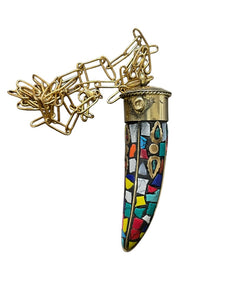 Collana corno tibetano grande vari colori 50 cm